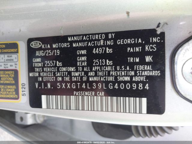 5XXGT4L39LG400984 KIA Optima Lx