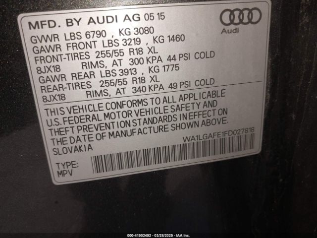 WA1LGAFE1FD027818 Audi Q7 3.0t Premium