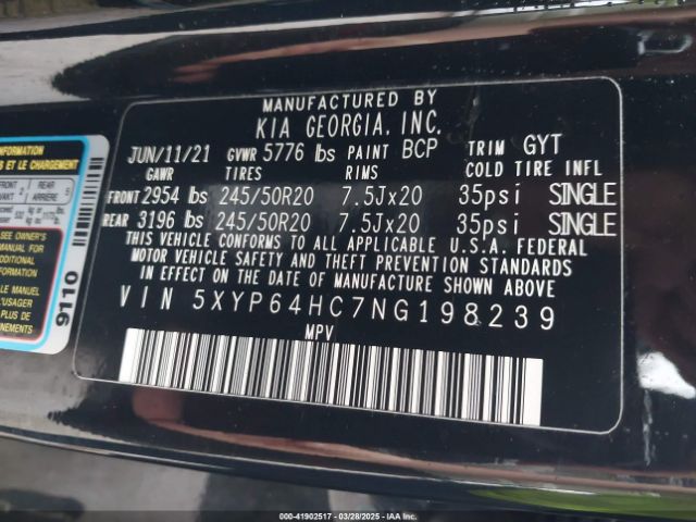 5XYP64HC7NG198239 KIA Telluride S