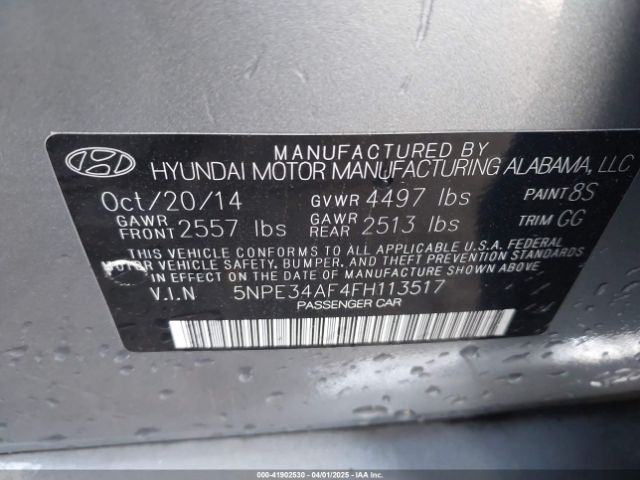 5NPE34AF4FH113517 Hyundai Sonata Limited
