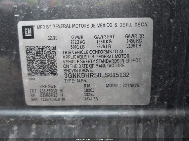 3GNKBHRS8LS615132 Chevrolet Blazer Awd 2lt