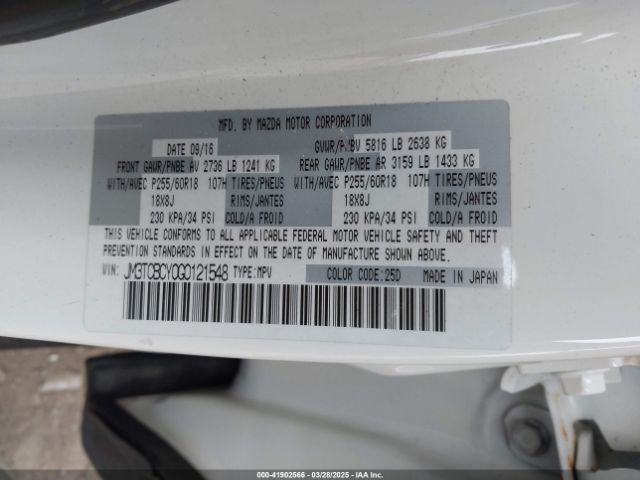 JM3TCBCY0G0121548 Mazda Cx-9 Touring