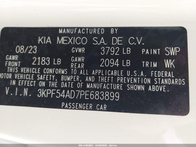 3KPF54AD7PE683899 KIA Forte Gt-line