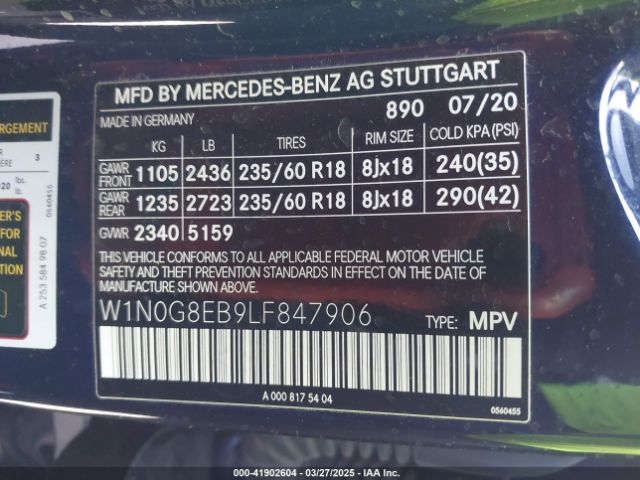 W1N0G8EB9LF847906 Mercedes-Benz Glc 300 4matic