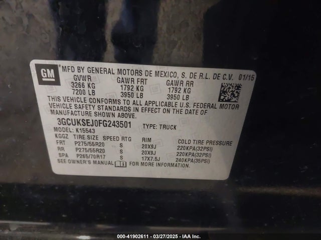 3GCUKSEJ0FG243501 Chevrolet Silverado 1500 1lz