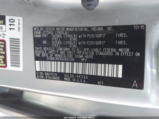Toyota SIENNA LE 2016 5TDKK3DC6GS693284 Image 9