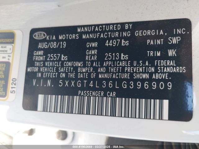 5XXGT4L36LG396909 KIA Optima Lx