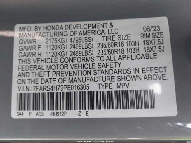 7FARS4H79PE016305 Honda Cr-v Ex-l Awd