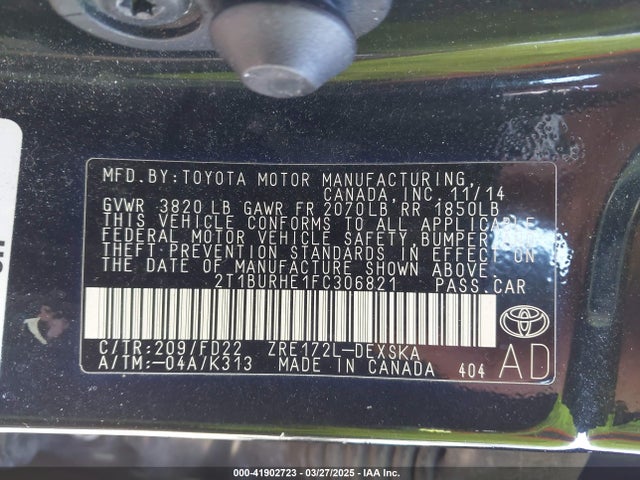 2T1BURHE1FC306821 Toyota Corolla S Plus