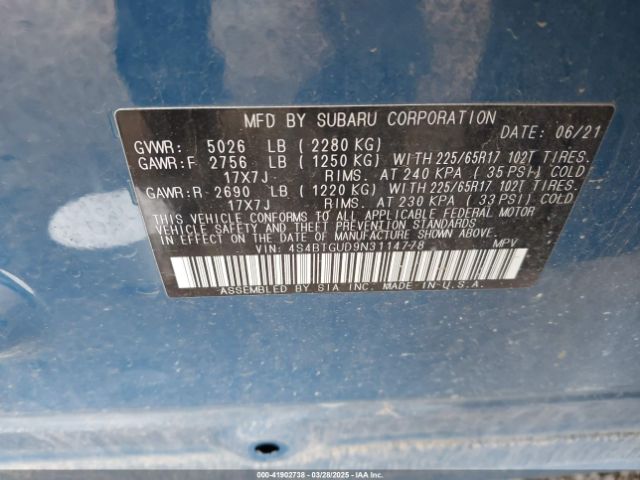 4S4BTGUD9N3114778 Subaru Outback Wilderness