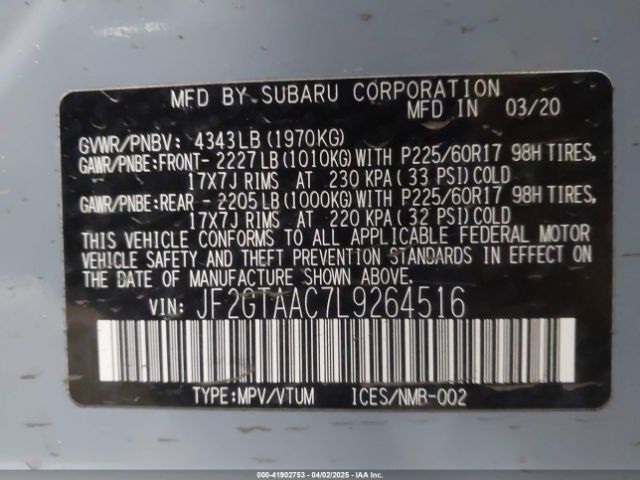 JF2GTAAC7L9264516 Subaru Crosstrek