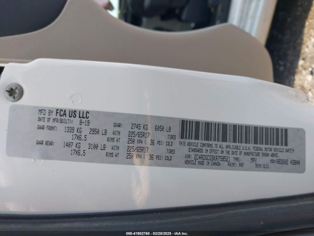 2C4RDGCG5KR758521 Dodge Grand Caravan Sxt