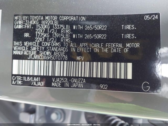 JTJVBCDX6R5010778 Lexus Gx 550 Luxury