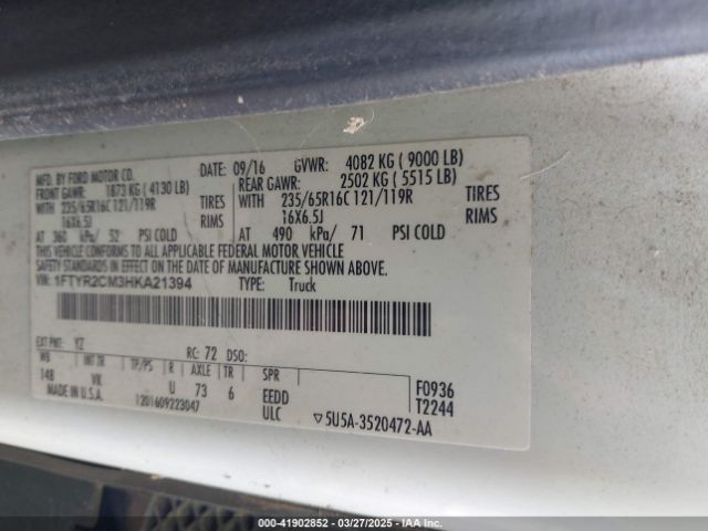 1FTYR2CM3HKA21394 Ford Transit-250