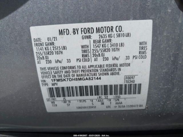 2021 FORD EXPLORER 1FMSK7DH8MGA82144 Photo 8