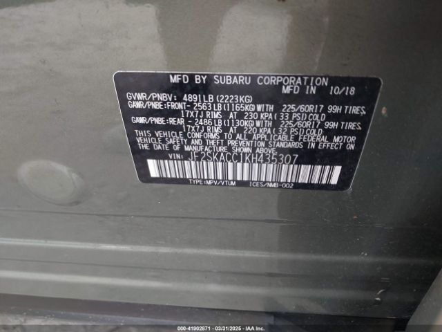 JF2SKACC1KH435307 Subaru Forester