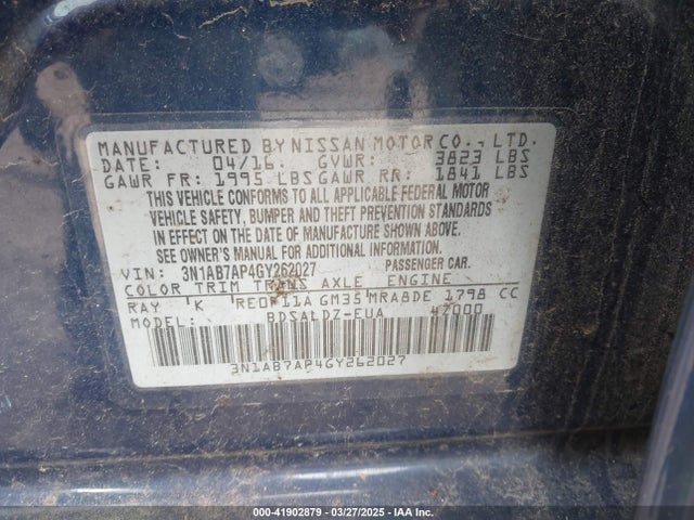 3N1AB7AP4GY262027 Nissan SENTRA SV