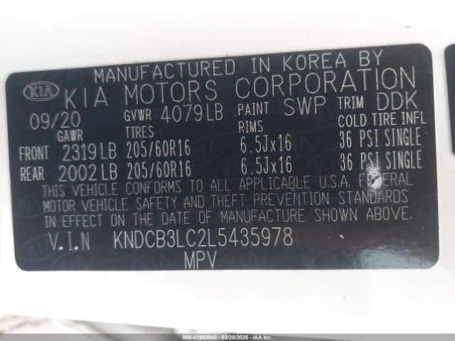 KNDCB3LC2L5435978 KIA NIRO LX