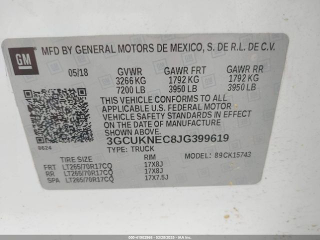 2018 CHEVROLET SILVERADO 1500 3GCUKNEC8JG399619 Photo 8