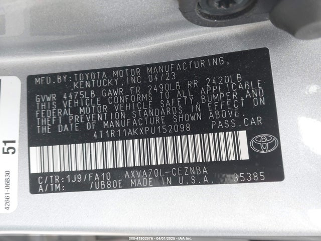 4T1R11AKXPU152098 Toyota CAMRY LE