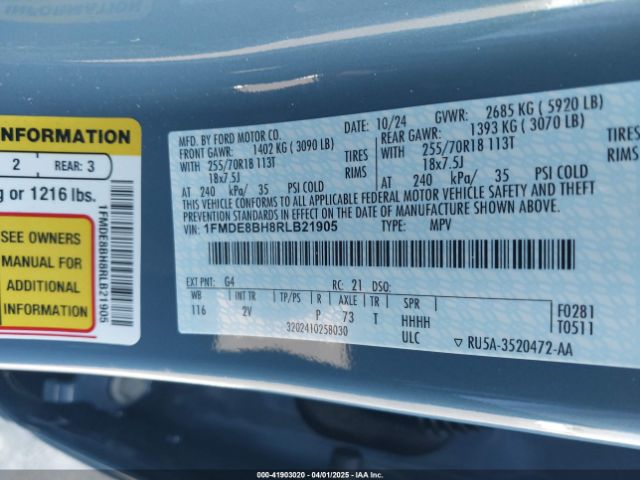 1FMDE8BH8RLB21905 Ford Bronco Outer Banks
