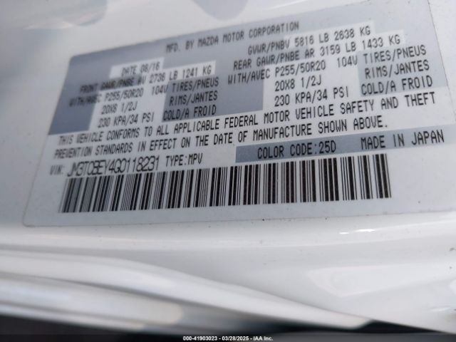 JM3TCBEY4G0118231 Mazda Cx-9 Signature