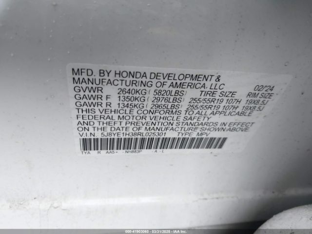 5J8YE1H38RL025301 Acura Mdx Standard