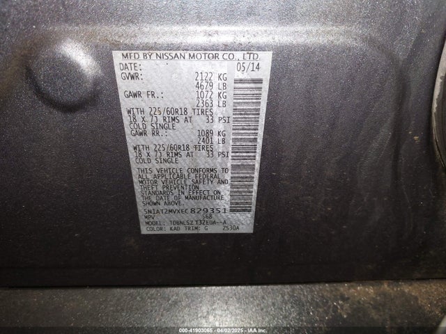 Nissan Rogue Sl 2014 5N1AT2MVXEC829351 Image 9