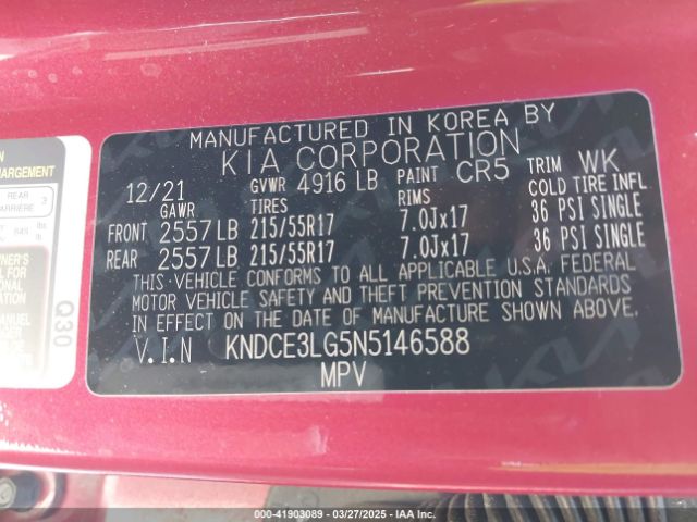 KNDCE3LG5N5146588 KIA Niro Ev Ex Premium