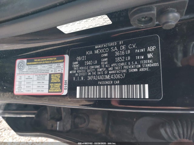 3KPA24AD3ME430657 KIA RIO LX