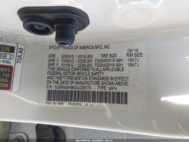 Honda Cr-v Touring 2016 5J6RM3H96GL028775 Image 9