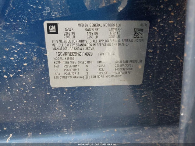 1GCVKREC5HZ114929 Chevrolet Silverado 1500 1lt