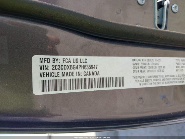 2C3CDXBG4PH635947 Dodge Charger Sxt