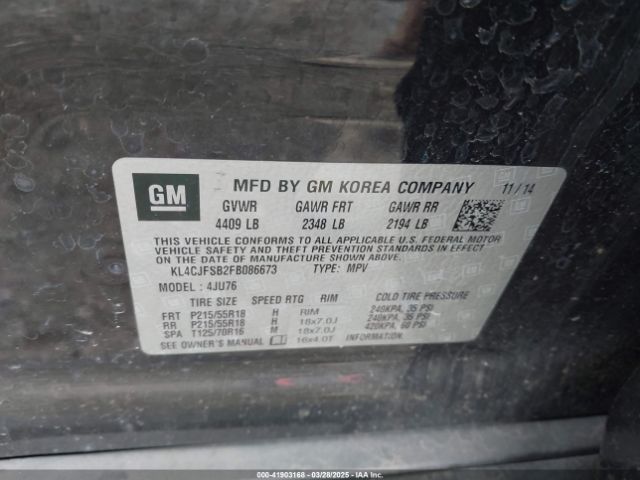 KL4CJFSB2FB086673 Buick Encore Convenience