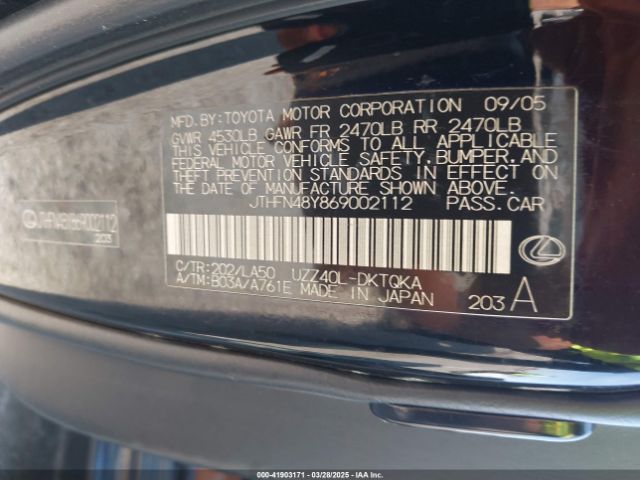 2006 LEXUS SC 430 JTHFN48Y869002112 Photo 8