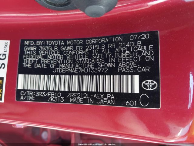 JTDEPMAE7MJ133972 Toyota COROLLA LE