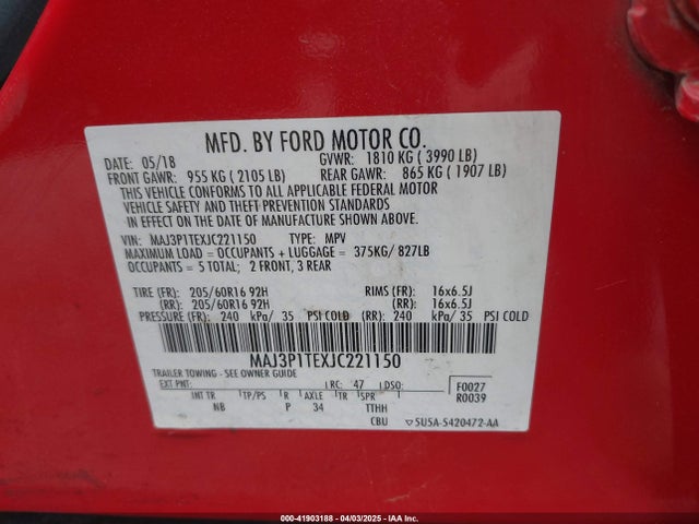 MAJ3P1TEXJC221150 Ford Ecosport Se