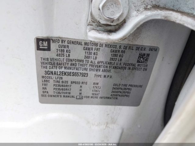 3GNAL2EK9ES657923 Chevrolet Captiva Sport 2ls