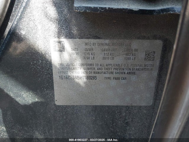 1G1BC5SM5H7160285 Chevrolet Cruze Ls Auto