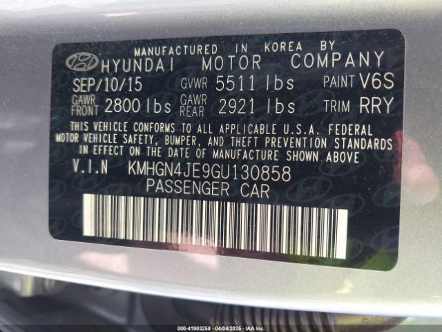 KMHGN4JE9GU130858 Hyundai Genesis 3.8