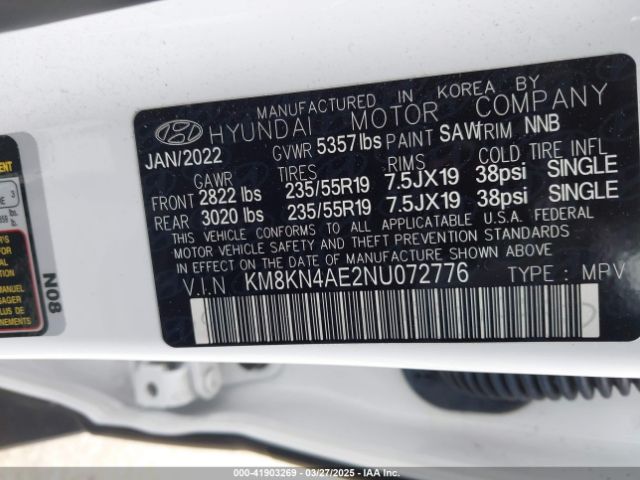 KM8KN4AE2NU072776 Hyundai Ioniq 5 Sel