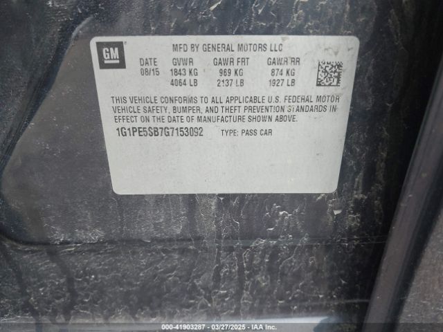 1G1PE5SB7G7153092 Chevrolet Cruze Limited 1lt Auto