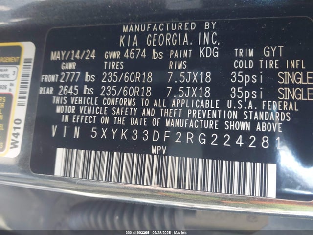 5XYK33DF2RG224281 KIA Sportage Ex