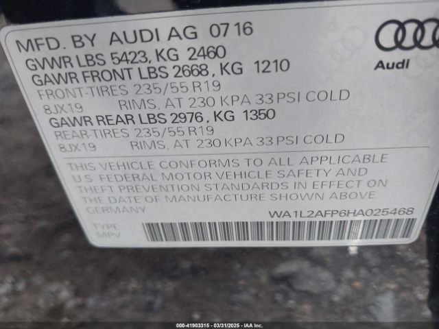 WA1L2AFP6HA025468 Audi Q5 2.0t Premium