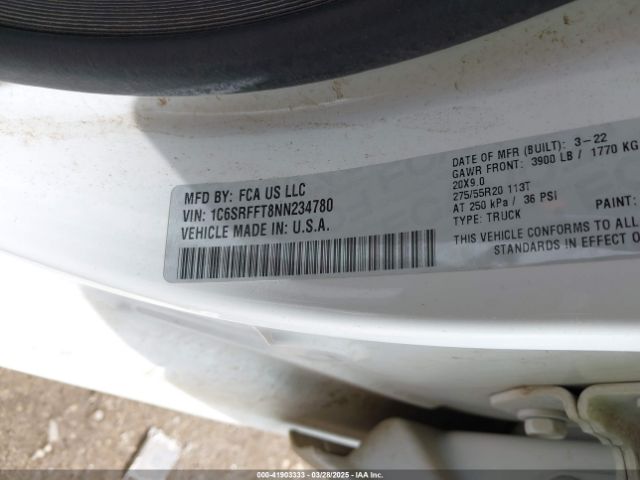 1C6SRFFT8NN234780 RAM 1500 Lone Star  4x4 5'7 Box