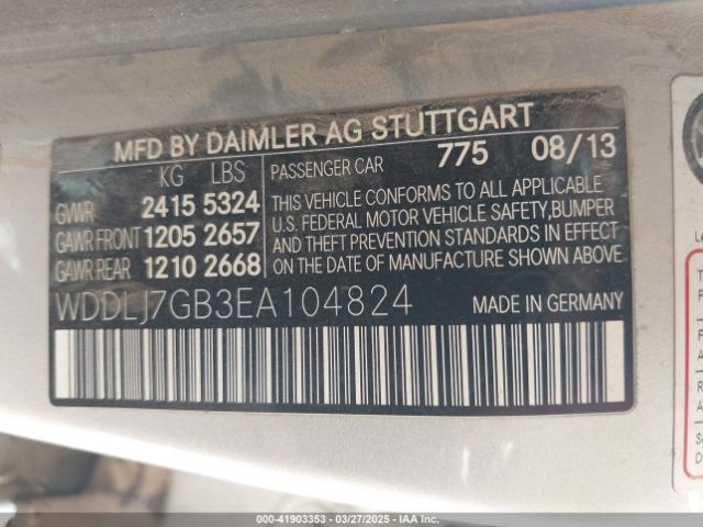 WDDLJ7GB3EA104824 Mercedes-Benz Cls 63 Amg S 4matic