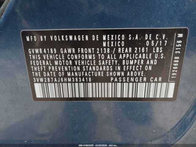 3VW2B7AJ6HM383418 Volkswagen Jetta 1.4t S