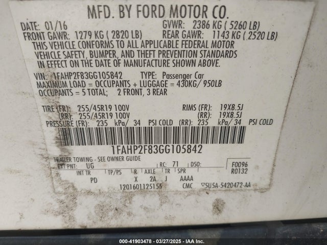 1FAHP2F83GG105842 Ford Taurus Limited