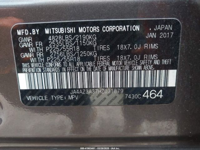 JA4AZ3A37HZ031879 Mitsubishi Outlander Se/sel