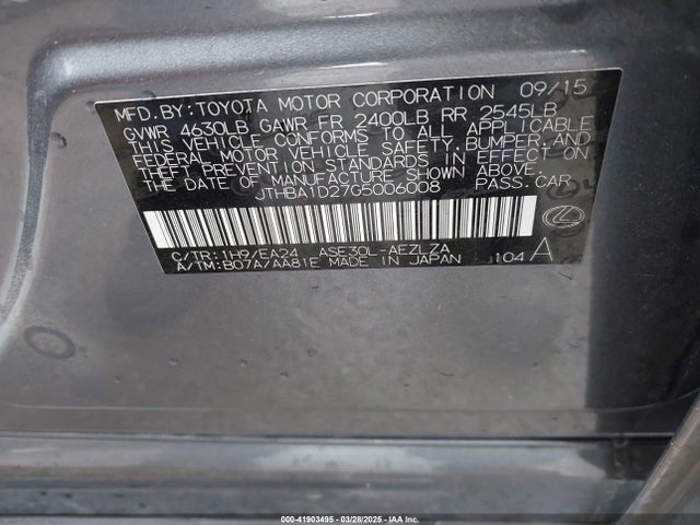 Lexus IS 200T 2016 JTHBA1D27G5006008 Image 9